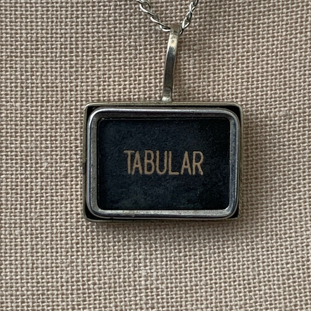 Silver And Black Tabular Typewriter Key Pendant N… - image 1
